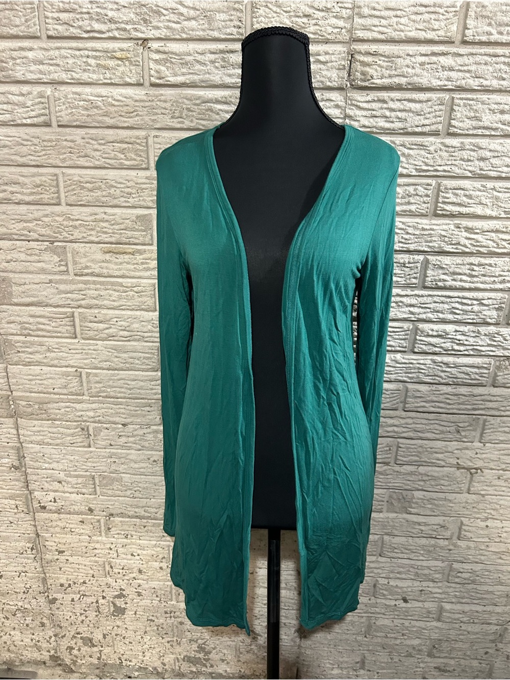 Women’s Open-Front Long Cardigan - Teal Very Soft Size Small